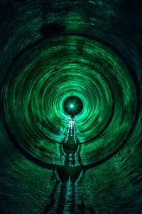 Превью обои тоннель, свет, зеленый, темный