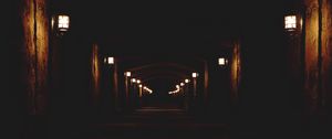 Превью обои тоннель, темнота, огни, свет