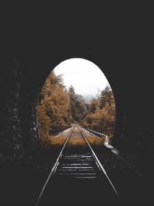 Превью обои тоннель, железная дорога, осень