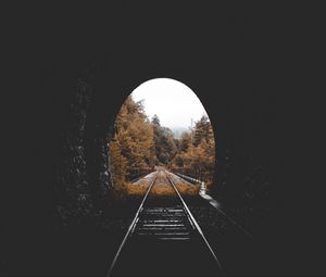 Превью обои тоннель, железная дорога, осень