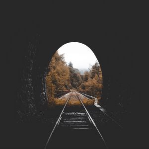 Превью обои тоннель, железная дорога, осень