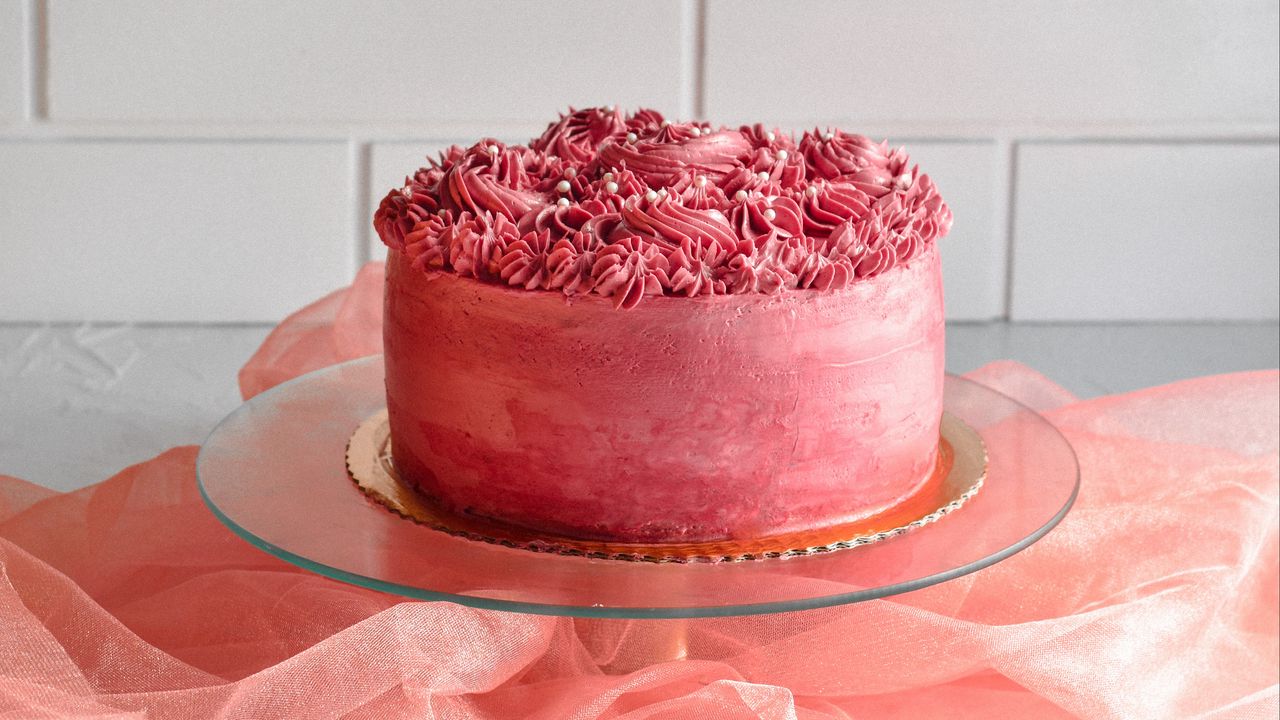 Обои торт, крем, десерт, розовый