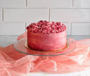 Превью обои торт, крем, десерт, розовый