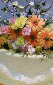 Превью обои торт, цветы, глазурь, сладкий