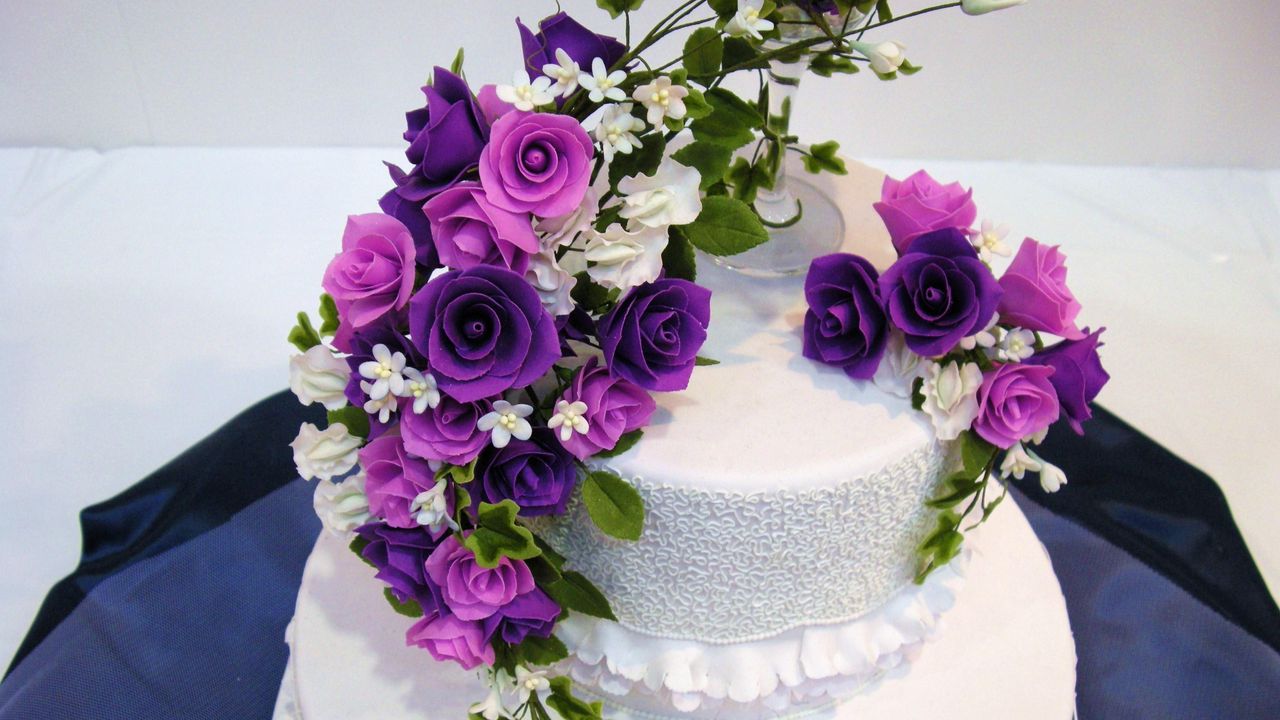 Обои торт, цветы, украшение, сладкий
