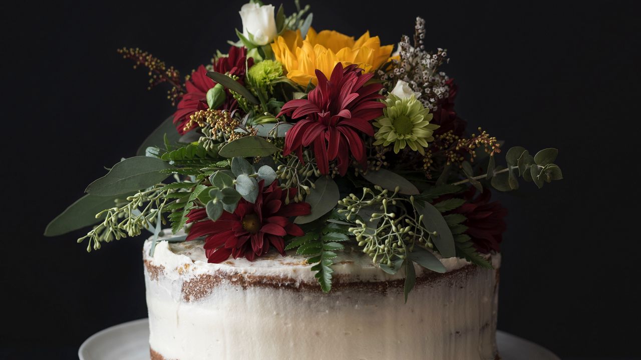 Обои торт, цветы, выпечка, десерт