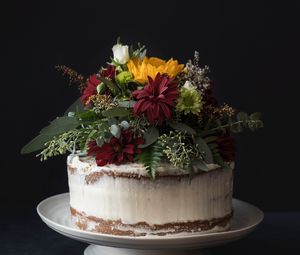 Превью обои торт, цветы, выпечка, десерт