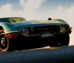 Превью обои toyota, 2000gt, 1970, вид спереди, зеленый