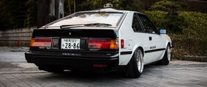 Превью обои toyota ae86, toyota, автомобиль, белый, вид сзади