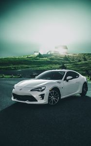 Превью обои toyota, автомобиль, спорткар, вид сбоку, белый
