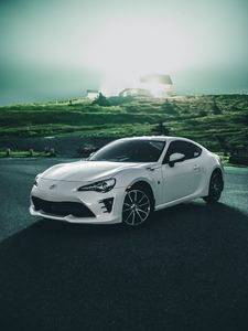 Превью обои toyota, автомобиль, спорткар, вид сбоку, белый