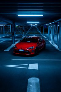 Превью обои toyota, автомобиль, спорткар, парковка, красный