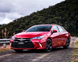 Превью обои toyota, camry, atara, красный, вид спереди