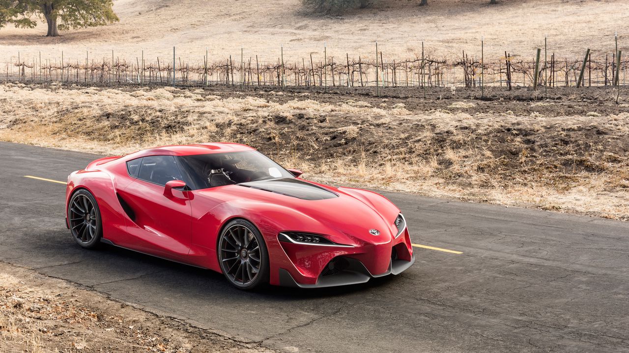 Обои toyota, ft-1, красный, вид сбоку