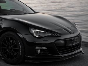 Превью обои toyota gt86, toyota, автомобиль, черный, побережье