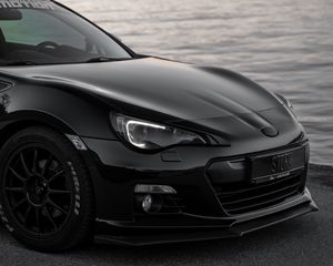 Превью обои toyota gt86, toyota, автомобиль, черный, побережье