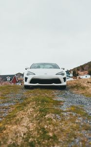 Превью обои toyota gt86, toyota, автомобиль, белый, деревня