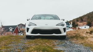 Превью обои toyota gt86, toyota, автомобиль, белый, деревня