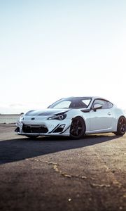 Превью обои toyota gt86, toyota, автомобиль, белый, асфальт