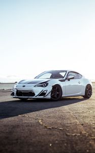 Превью обои toyota gt86, toyota, автомобиль, белый, асфальт