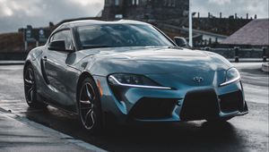 Превью обои toyota, машина, суперкар, спорткар, серый, мокрый