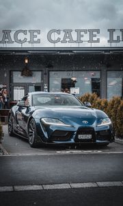 Превью обои toyota supra mk5, машина, спорткар, суперкар, синий, вид спереди