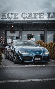 Превью обои toyota supra mk5, машина, спорткар, суперкар, синий, вид спереди