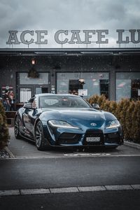 Превью обои toyota supra mk5, машина, спорткар, суперкар, синий, вид спереди