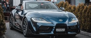 Превью обои toyota supra mk5, машина, спорткар, суперкар, синий, вид спереди