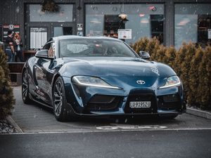 Превью обои toyota supra mk5, машина, спорткар, суперкар, синий, вид спереди