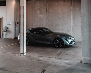 Превью обои toyota supra, toyota, автомобиль, серый, вид сбоку