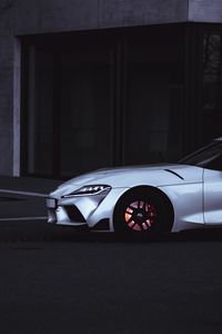 Превью обои toyota supra, toyota, автомобиль, спорткар, белый, дорога