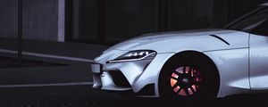 Превью обои toyota supra, toyota, автомобиль, спорткар, белый, дорога