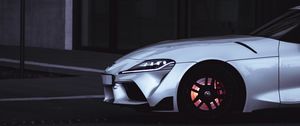 Превью обои toyota supra, toyota, автомобиль, спорткар, белый, дорога