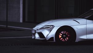 Превью обои toyota supra, toyota, автомобиль, спорткар, белый, дорога