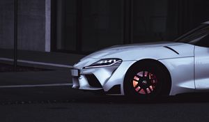 Превью обои toyota supra, toyota, автомобиль, спорткар, белый, дорога