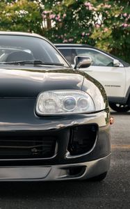 Превью обои toyota supra, toyota, автомобиль, черный, вид спереди