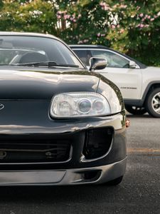 Превью обои toyota supra, toyota, автомобиль, черный, вид спереди