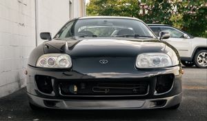 Превью обои toyota supra, toyota, автомобиль, черный, вид спереди