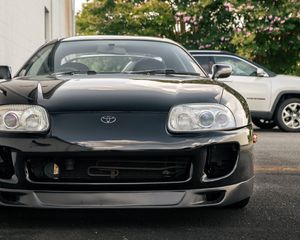 Превью обои toyota supra, toyota, автомобиль, черный, вид спереди