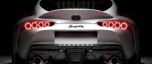 Превью обои toyota supra, toyota, спорткар, белый, вид сзади, подсветка