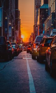 Превью обои трафик, автомобили, город, нью-йорк, сша