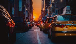 Превью обои трафик, автомобили, город, нью-йорк, сша