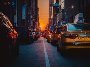 Превью обои трафик, автомобили, город, нью-йорк, сша