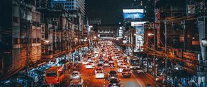 Превью обои трафик, автомобили, улица, ночь