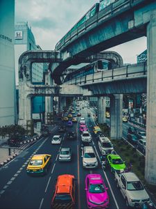 Превью обои трафик, дорога, авто, город, мост, тайланд