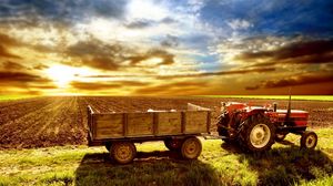 Превью обои трактор, поле, пашня, сельское хозяйство