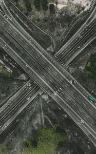 Превью обои транспортная развязка, дороги, вид сверху, движение, направление