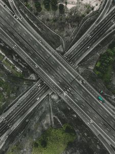 Превью обои транспортная развязка, дороги, вид сверху, движение, направление
