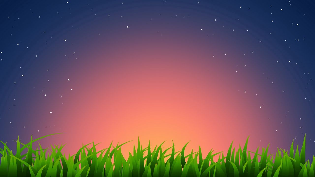 Обои трава, горизонт, светлый, звезды